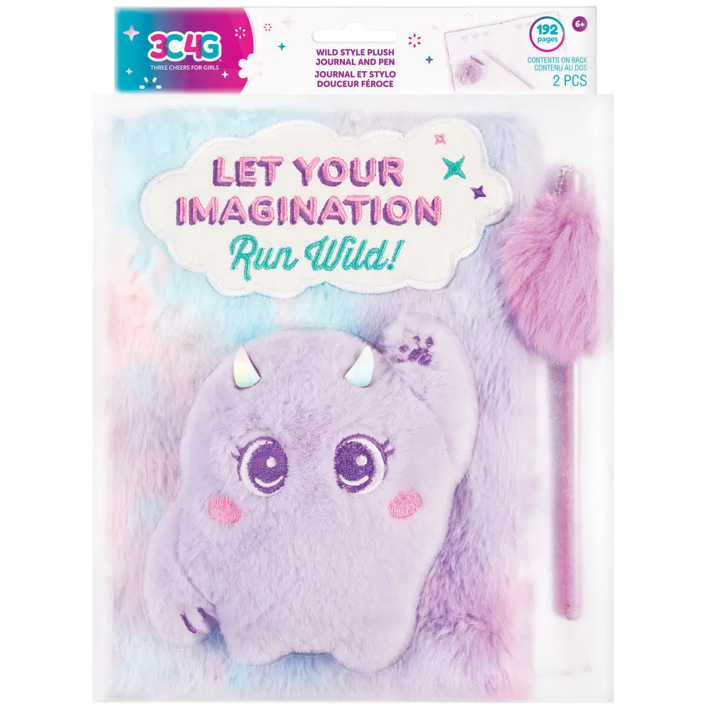 3C4g Imagination Land Wild Style Plush Journal & Pen - Fuzzy Friend - 192 Pages 1