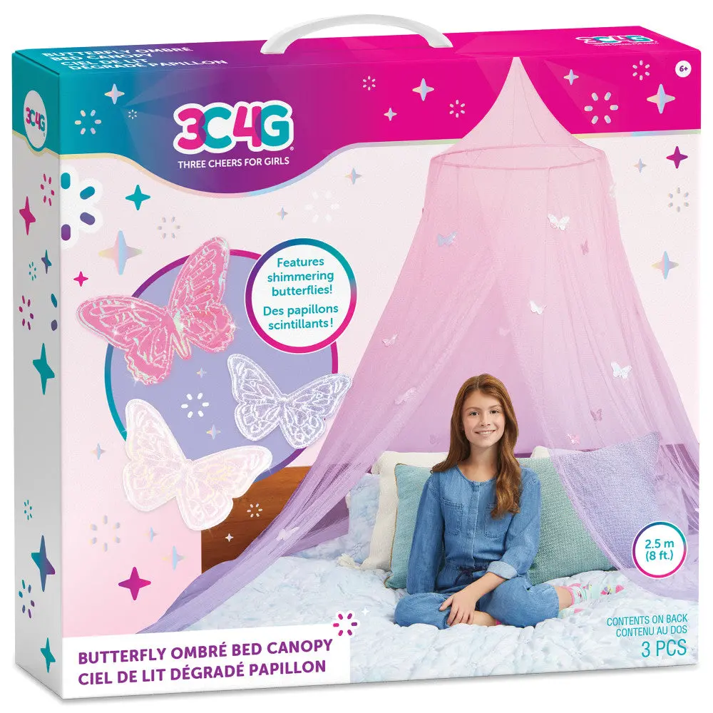 Three Cheers For Girls Butterfly Ombre Bed Canopy - Pink/Purple 1