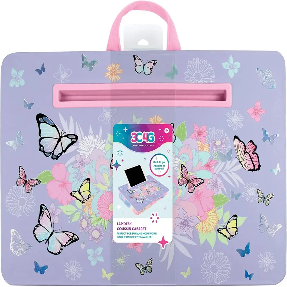 Three Cheers For Girls Vibrant Butterfly Themed Lap Desk - Plush Cushion 1