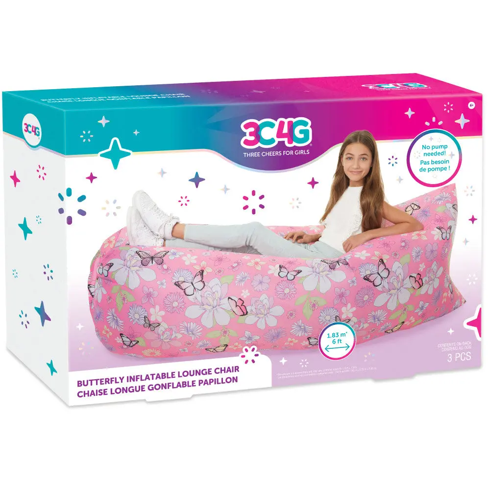 Three Cheers For Girls Butterfly Inflatable Lounge Chair - Pink 1