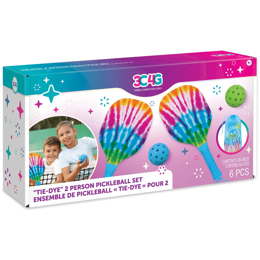 Three Cheers For Girls Vibrant Tie Dye Pickleball Set For Two 1