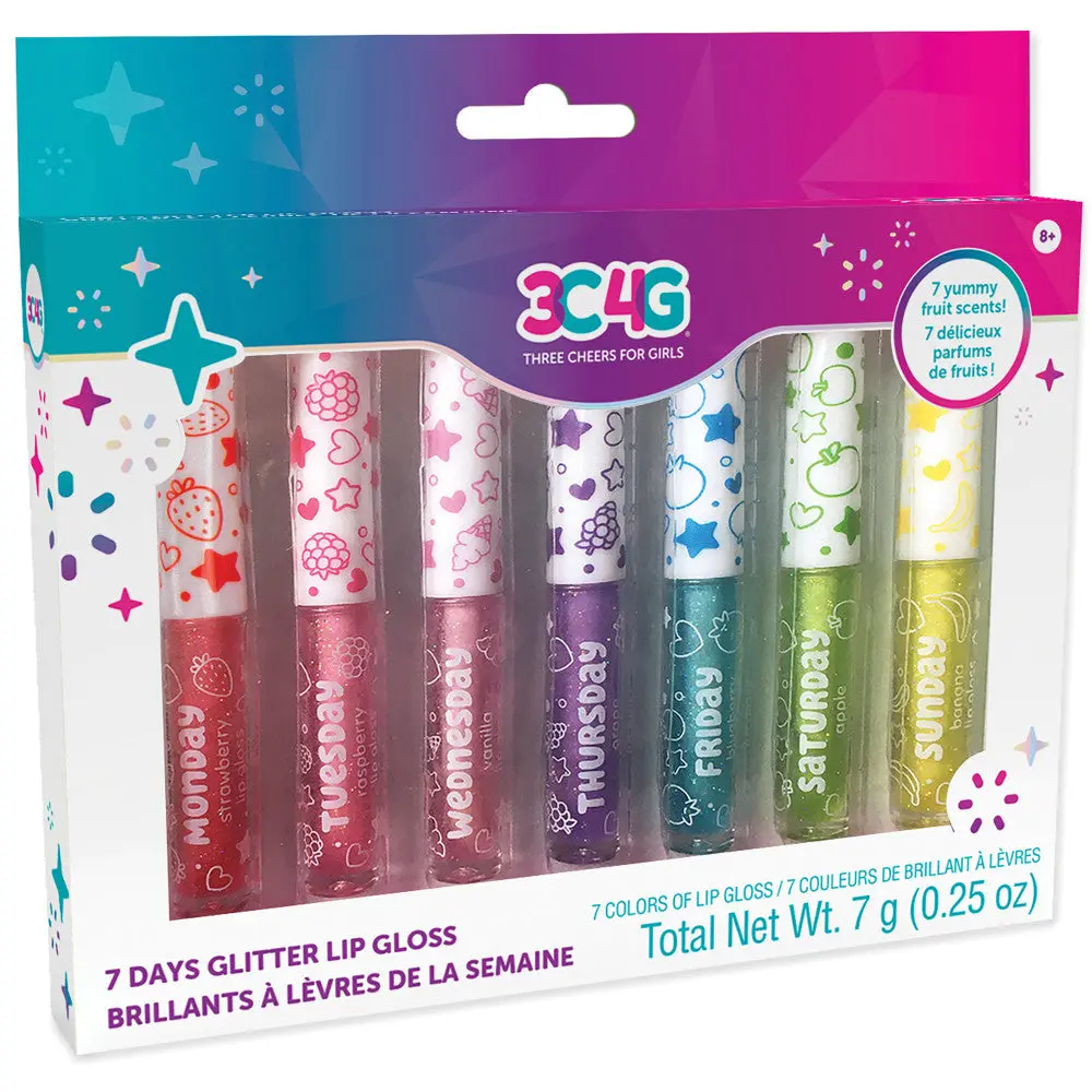 3C4g Sparkle Collection 7-Day Glitter Lip Gloss Set For Kids 1