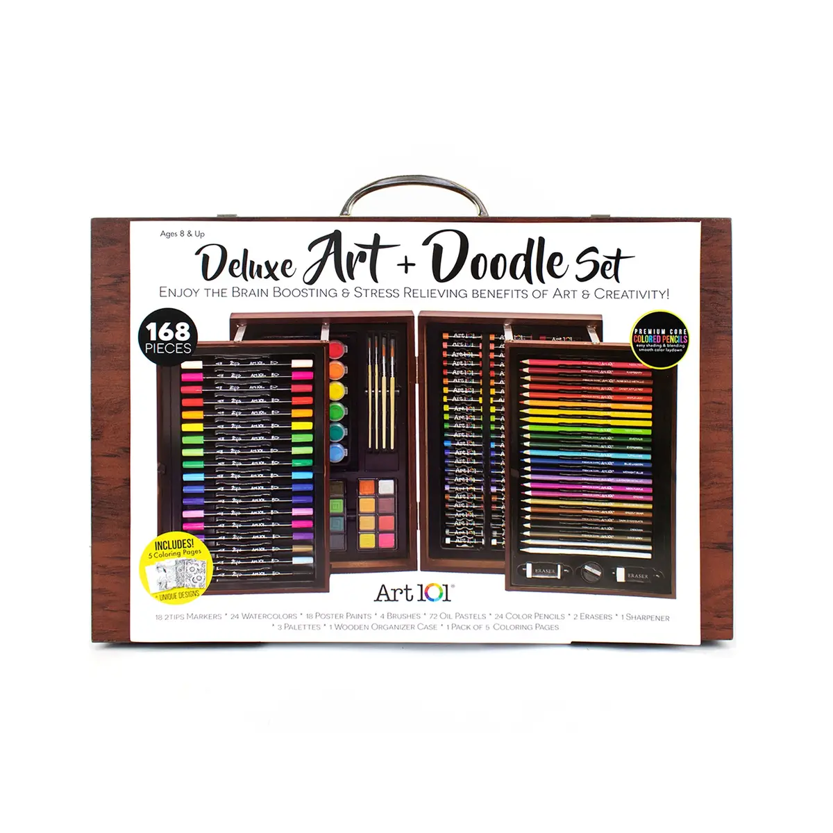 Art 101 Deluxe Art & Doodle Wood 168-Piece Art Set 1