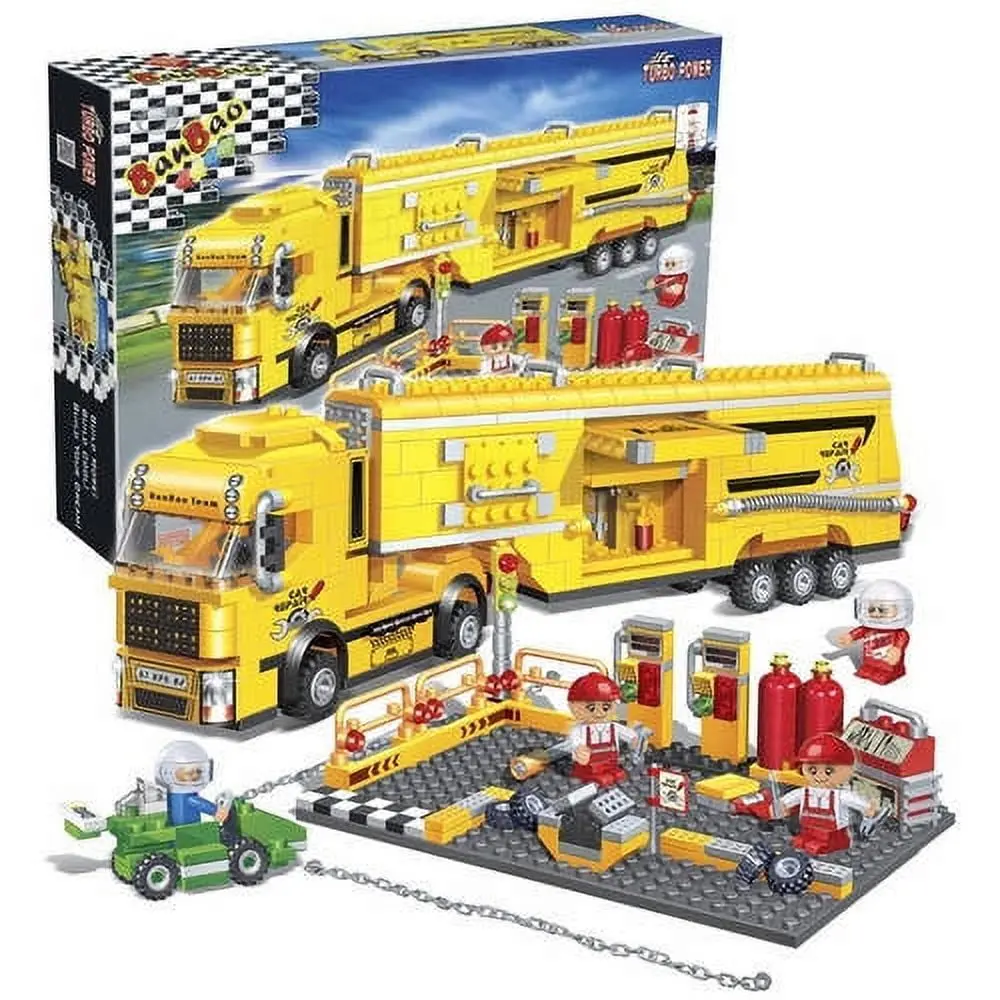 Banbao Racer Maintenance Truck Building Set - Yellow 660 Pieces 1