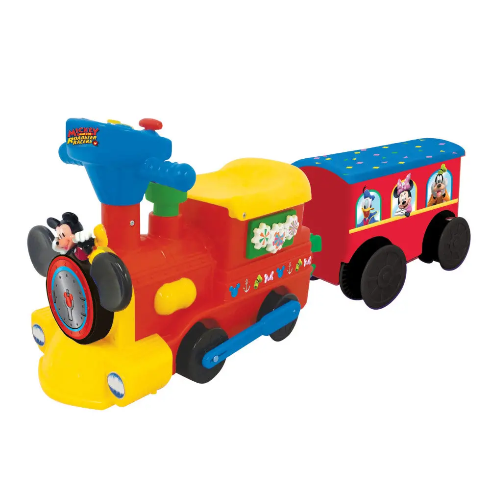 Kiddieland Disney Mickey Mouse 2-In-1 Battery-Powered Ride-On Train With Caboose 1