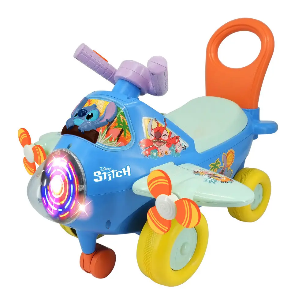 Kiddieland - Disney Stitch Light & Sound Activity Plane - Foot-To-Floor Ride-On 1