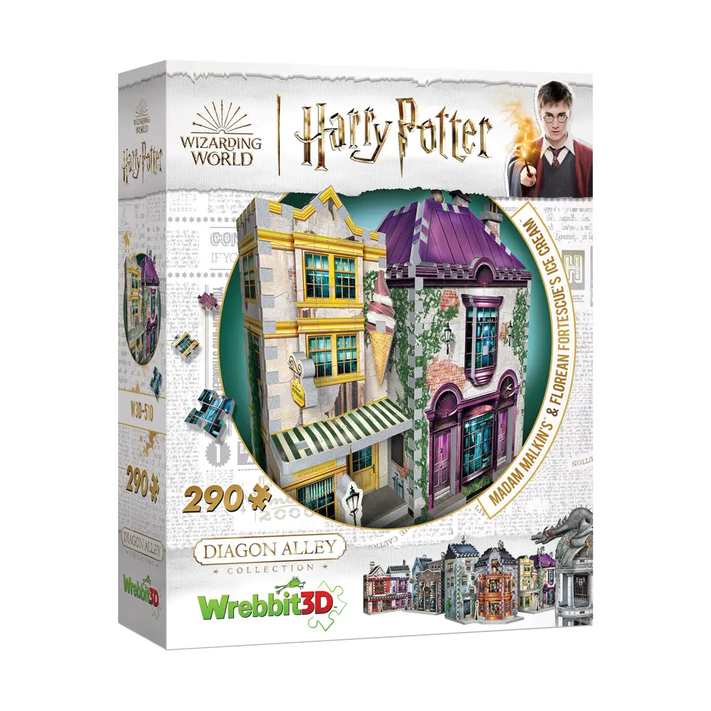 Wrebbit Harry Potter Diagon Alley Collection - Madam Malkin's & Florean Fortescue's Ice Cream 3D Puzzle, 290 Pieces 1