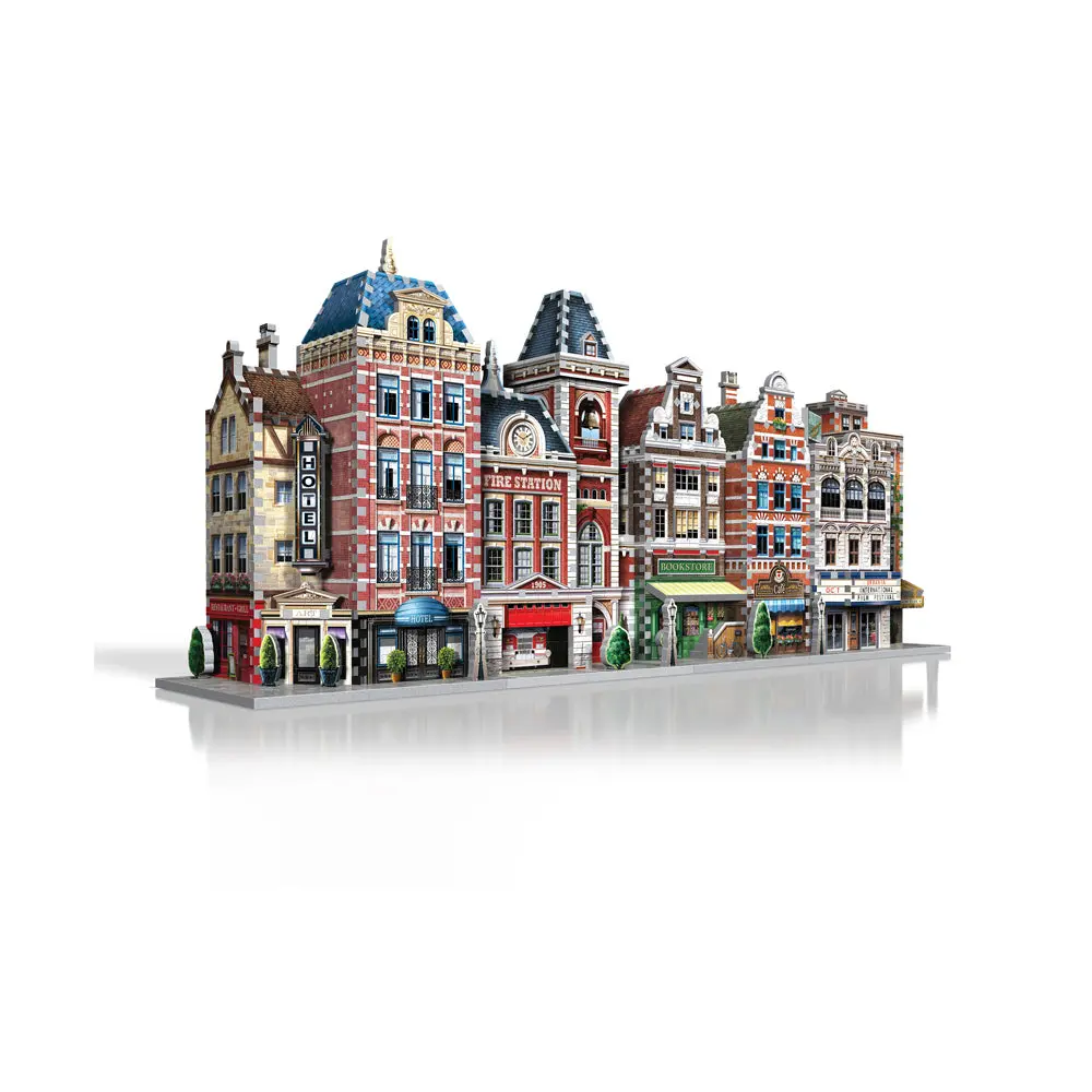 Wrebbit Urbania Collection - 1165 Piece 3D Puzzle Set: Hotel, Cinema, Cafe, Fire Station 1