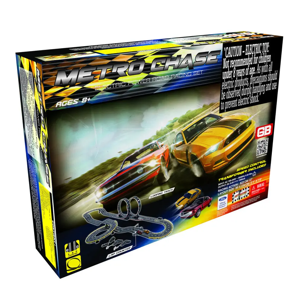 Metro Chase Electric Powered Road Racing Set With Ford Mustang Boss 302 1