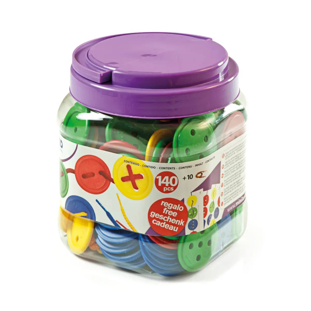 Miniland Educational Lacing Buttons - 140 Piece Learning Set 1