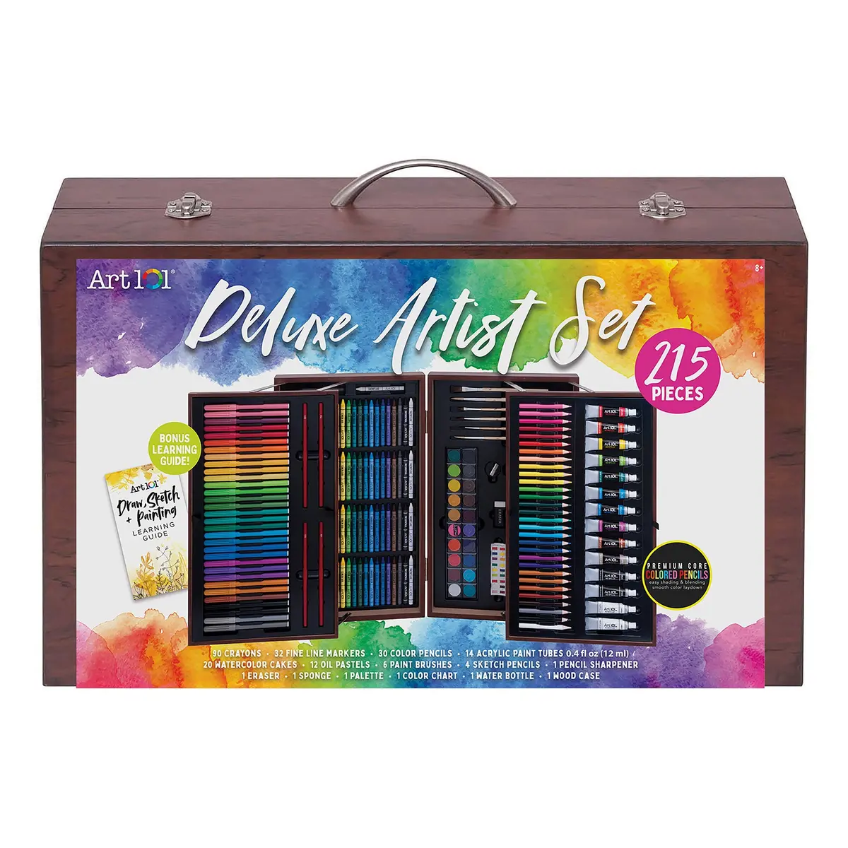 Art 101 Deluxe Wood Artist Set - 215 Piece Complete Art Studio 1