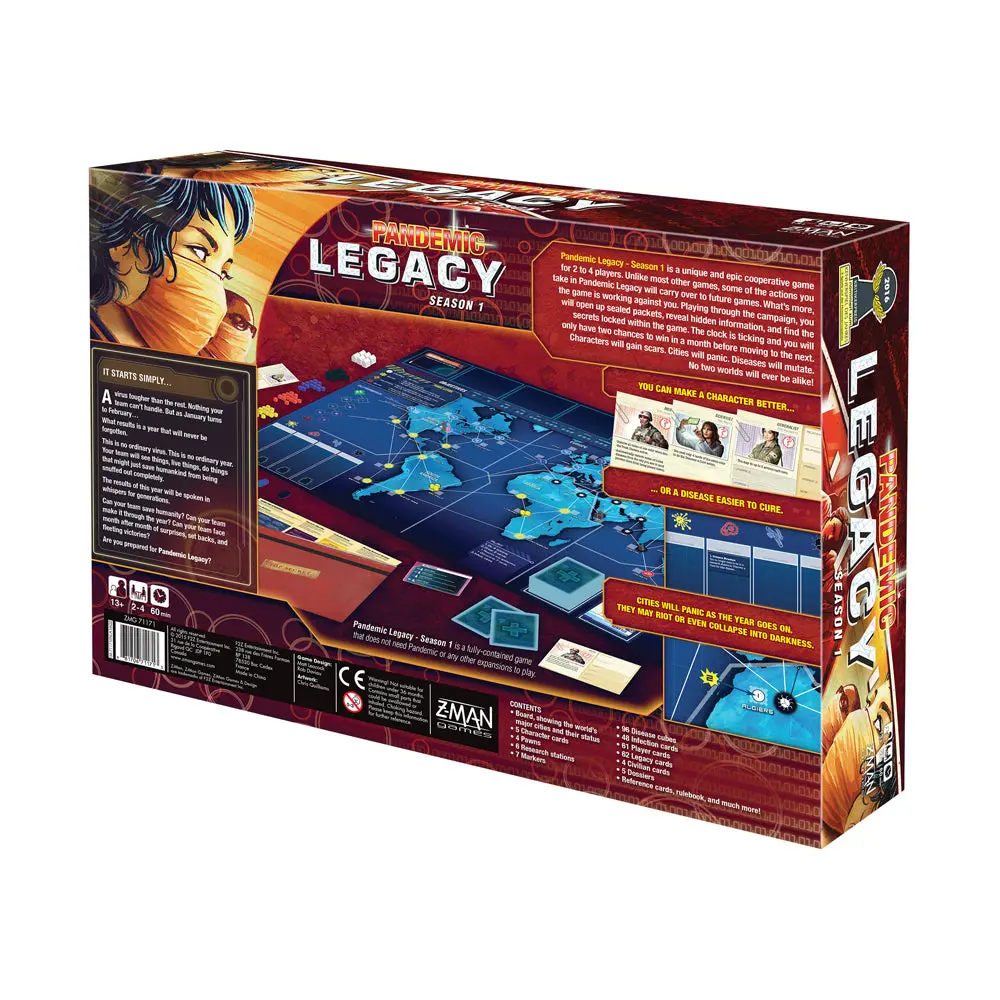 Z-Man Games Pandemic: Legacy Season 1 - Red Edition Cooperative Board Game 2