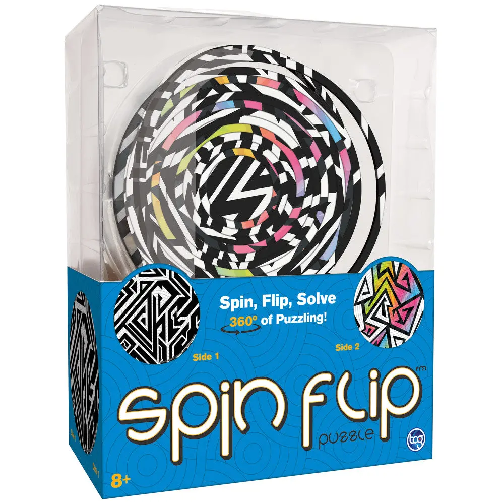 Spin Flip 14-Ring Abstract Art Double-Sided Puzzle - Colorful Brain Teaser 1