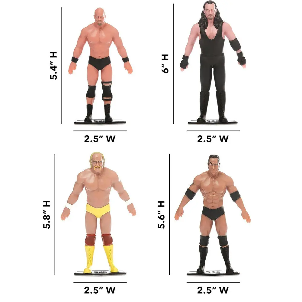 Flexfigs Wwe Legends 4-7 Inch Articulated Action Figures - The Rock, Hulk Hogan, Stone Cold, Undertaker 1