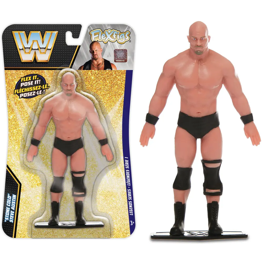 Flexfigs Wwe Legends Articulated Action Figures - The Rock & Stone Cold Steve Austin Pack 1