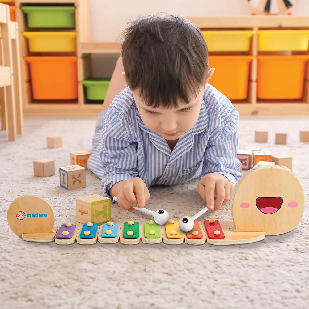 Madera Wood Snailyphone Multicolor Snail-Designed 8-Key Xylophone, For Kids Ages 3+ 1