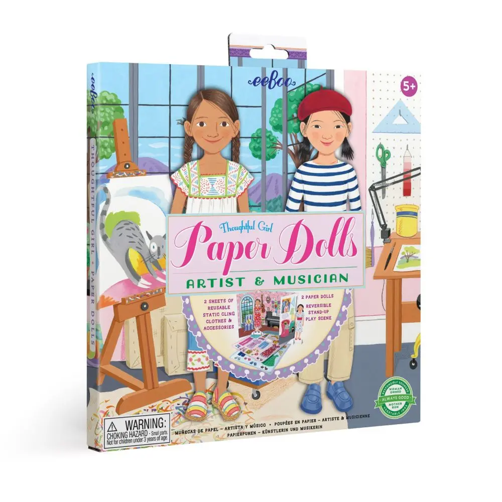 Eeboo 7.75" Musician And Artist Paper Doll Set - Reusable 1