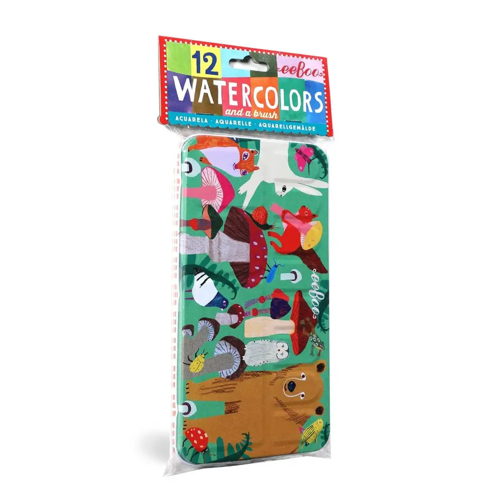 Eeboo Mushroom Themed Watercolor Paint Set - 12 Vibrant Colors 1