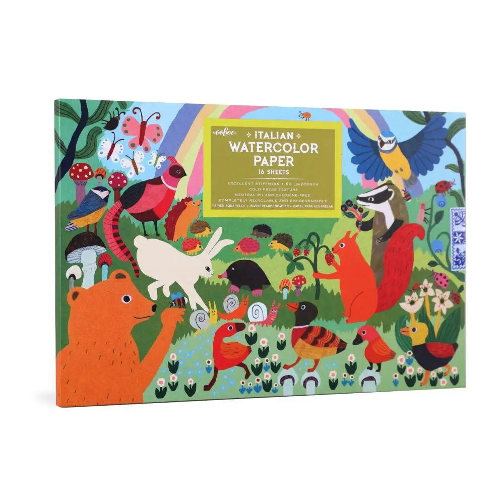 Eeboo Woodland Rainbow Watercolor Pad - High-Quality Italian Paper 1