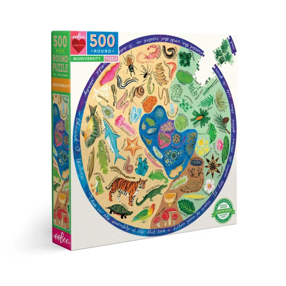 Eeboo Piece And Love Biodiversity 500-Piece Round Jigsaw Puzzle 1