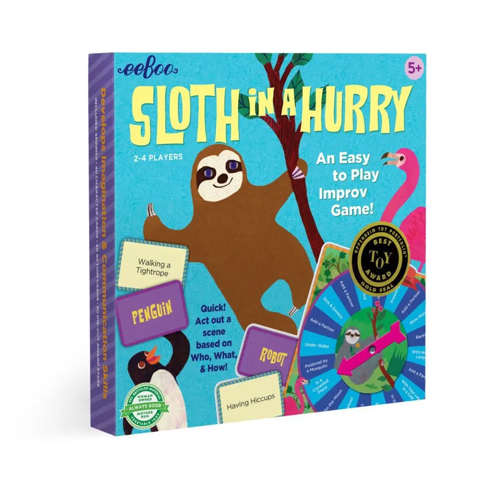 Eeboo Sloth In A Hurry Quick Action Improv Board Game 1