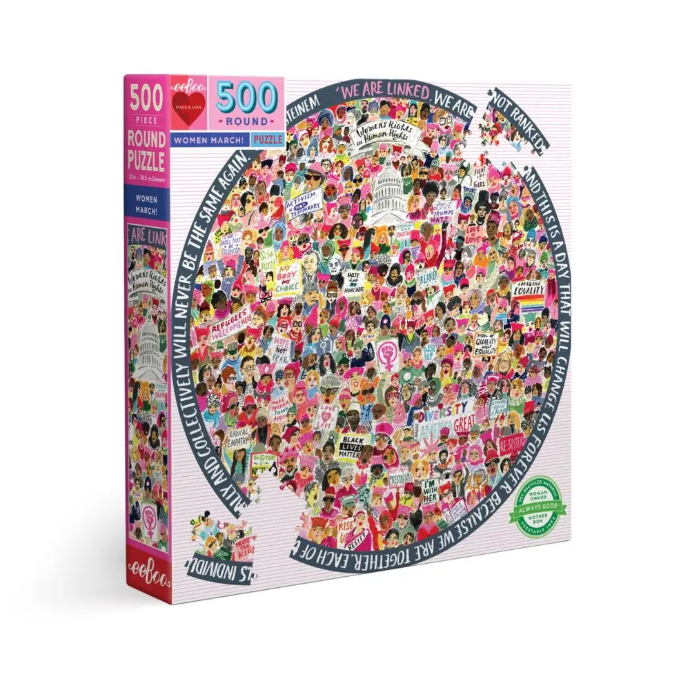 Eeboo Piece And Love Women March! 500-Piece Round Jigsaw Puzzle 1
