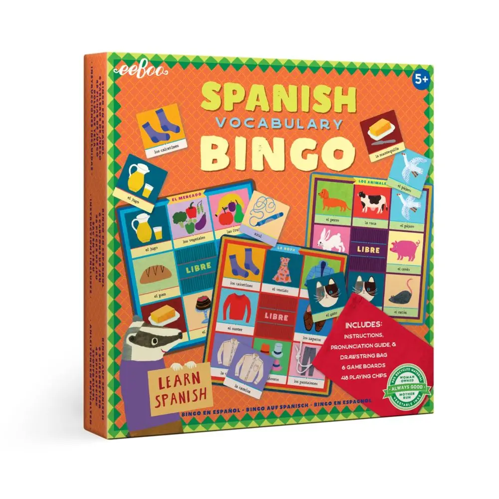 Eeboo Spanish Vocabulary Bingo Educational Game 1
