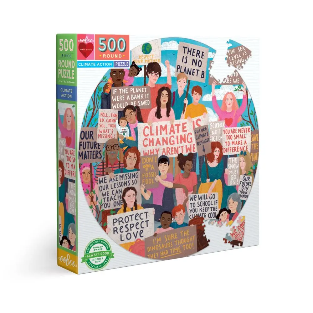 Eeboo Climate Action Round Jigsaw Puzzle - 500 Pc 1