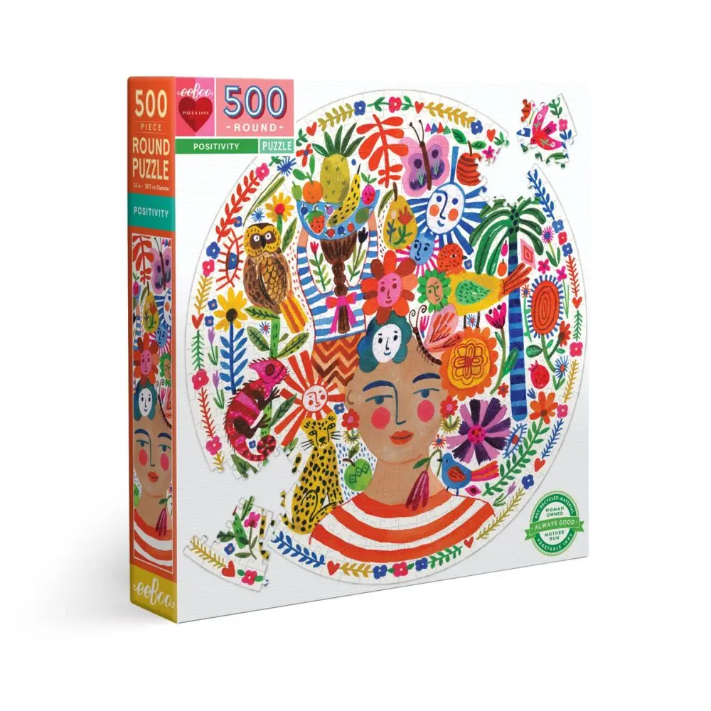 Eeboo Piece And Love Positivity 500-Piece Round Jigsaw Puzzle 1