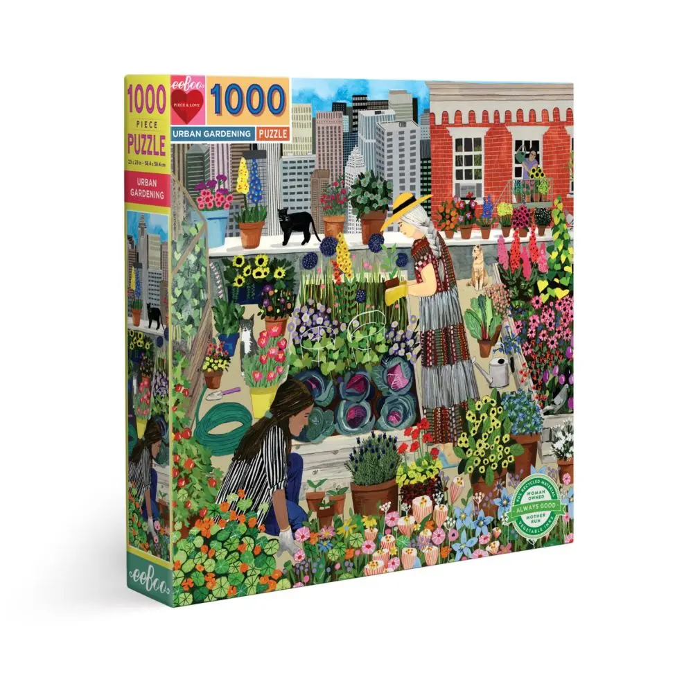 Eeboo Piece And Love Urban Gardening 1000-Piece Square Jigsaw Puzzle 1