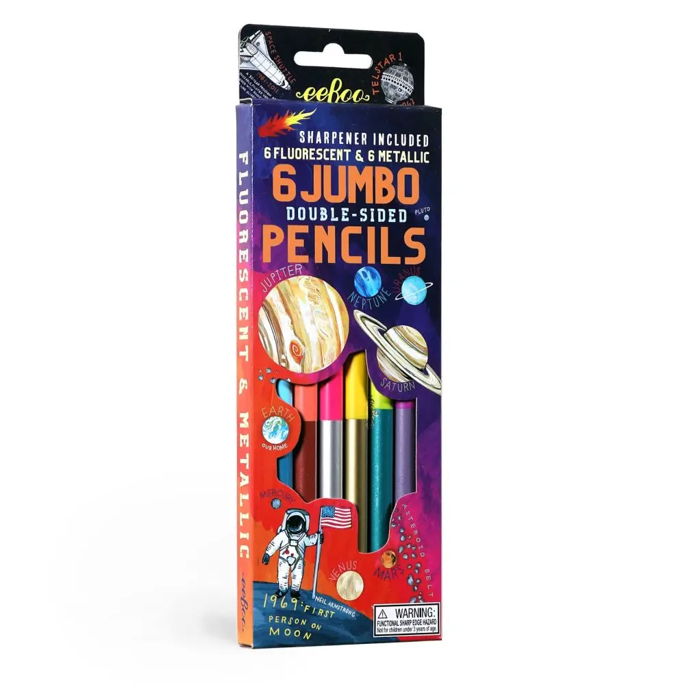 Eeboo Solar System Fluorescent Double-Sided Color Pencils Set 1