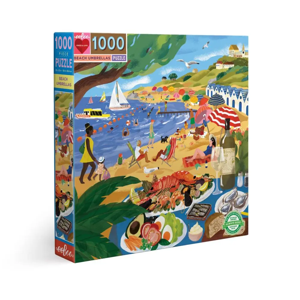 Eeboo Piece And Love Beach Umbrellas 1000-Piece Square Jigsaw Puzzle 1
