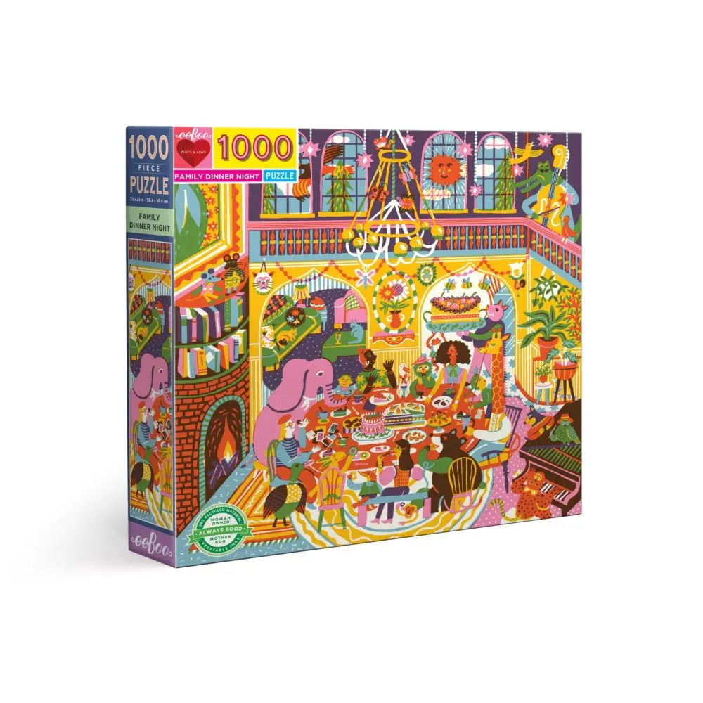 Eeboo Piece And Love Family Dinner Night Jigsaw Puzzle - 1000 Pc 1
