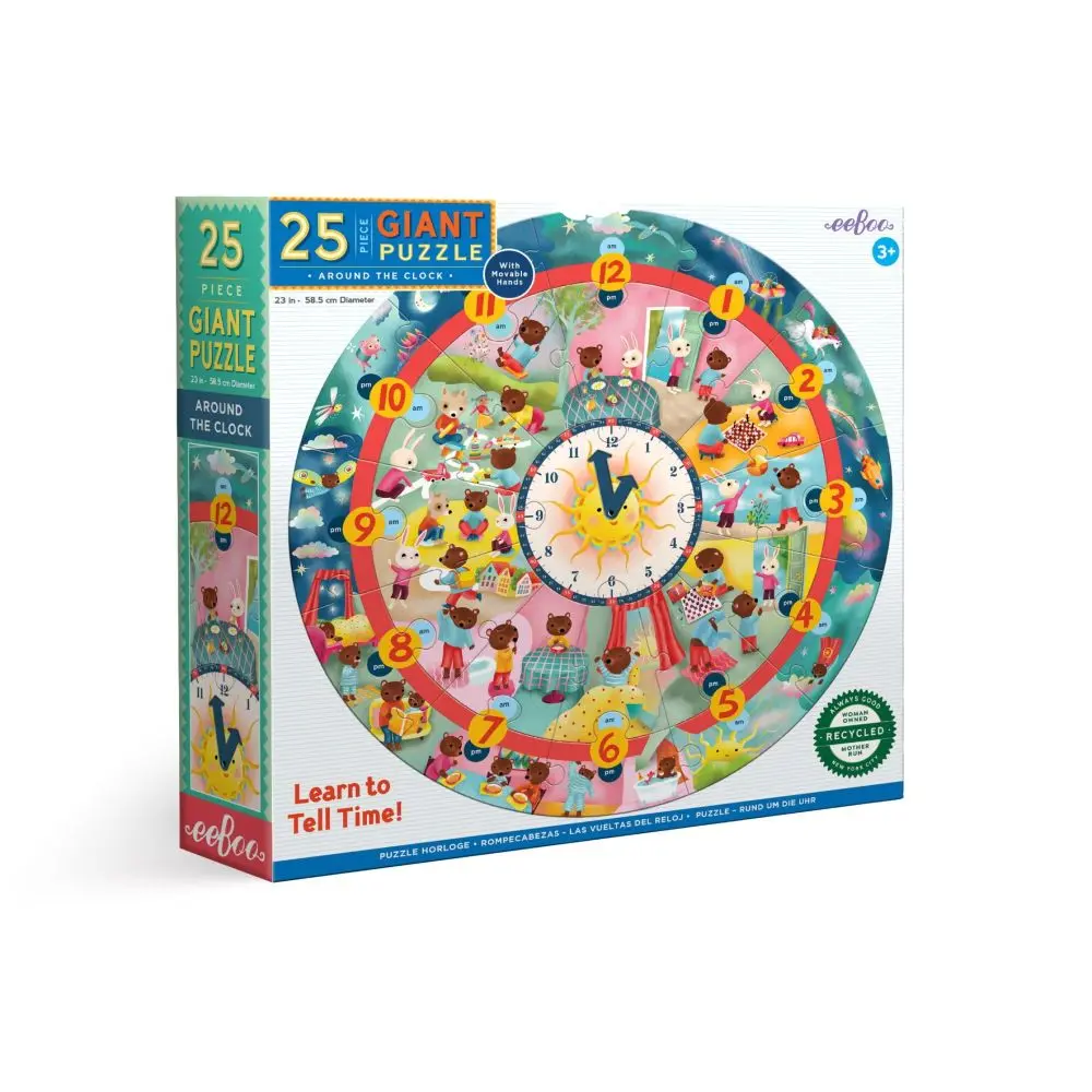 Eeboo Around The Clock 25-Piece Round Jigsaw Puzzle 1