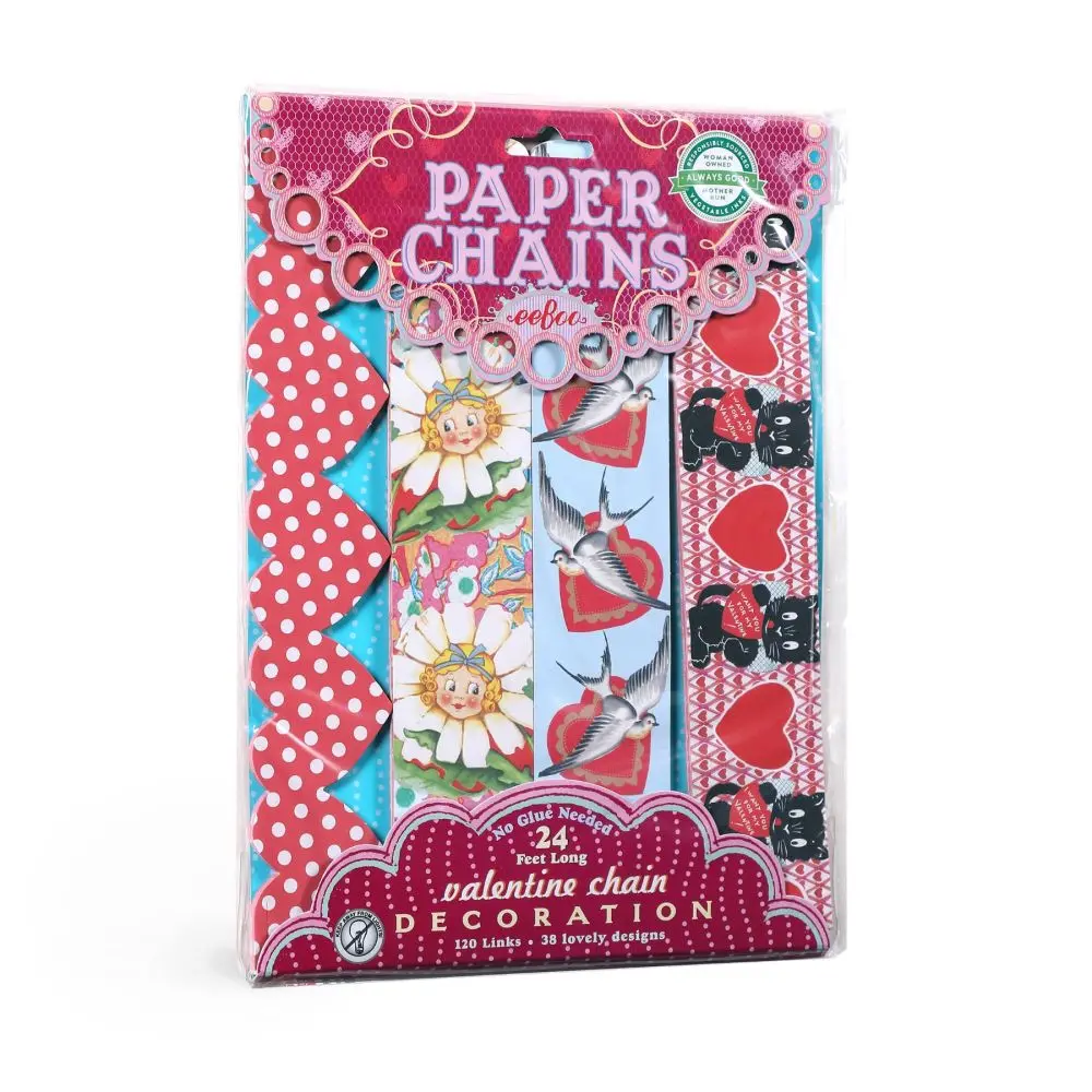 Eeboo Valentine Themed Paper Chain Craft Kit - 120 Links 1
