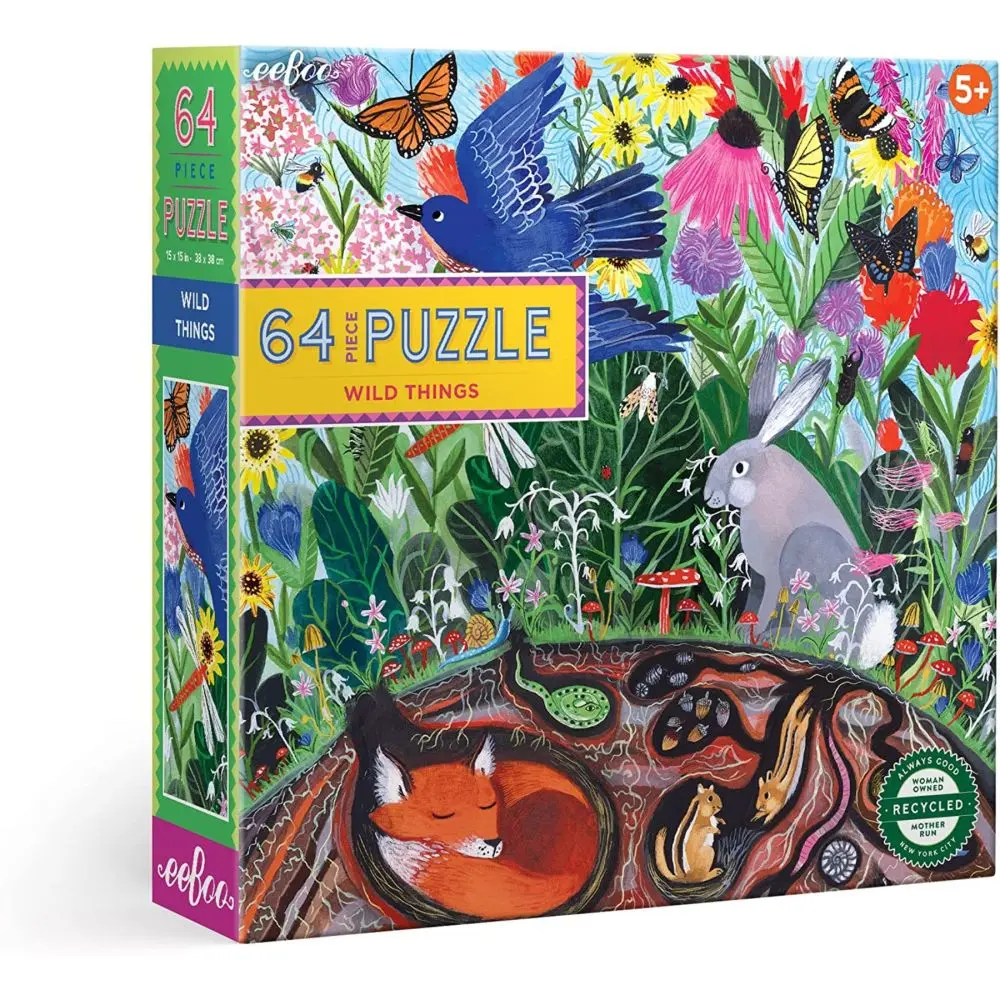 Eeboo Wild Things Garden Animals 64-Piece Jigsaw Puzzle 1
