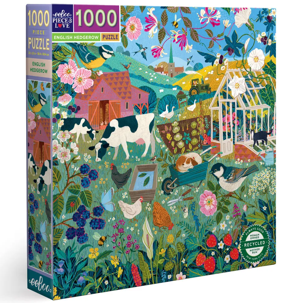 Eeboo Piece And Love English Hedgerow 1000 Piece Jigsaw Puzzle 1