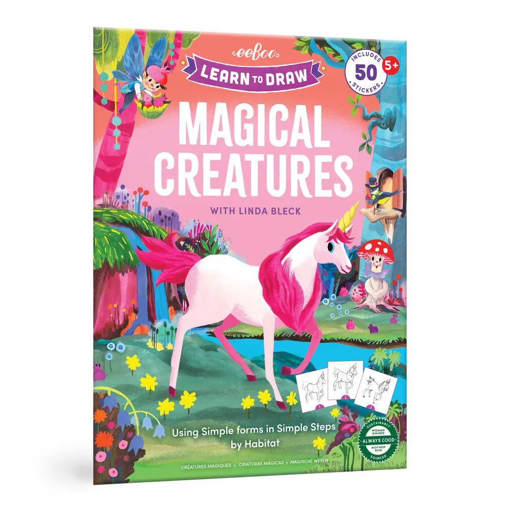 Eeboo Magical Creatures Drawing Guidebook With Stickers 1