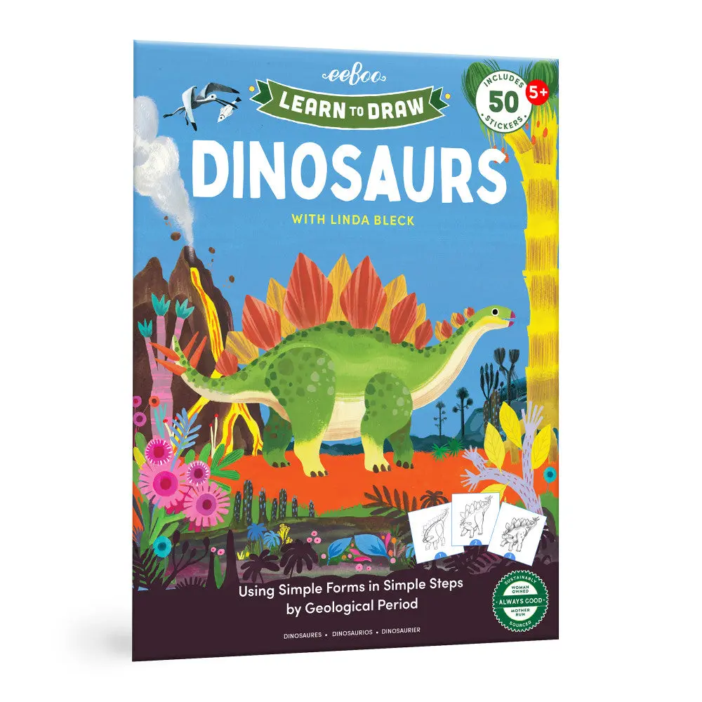 Eeboo Learn To Draw Dinosaurs Art Instruction Book 1