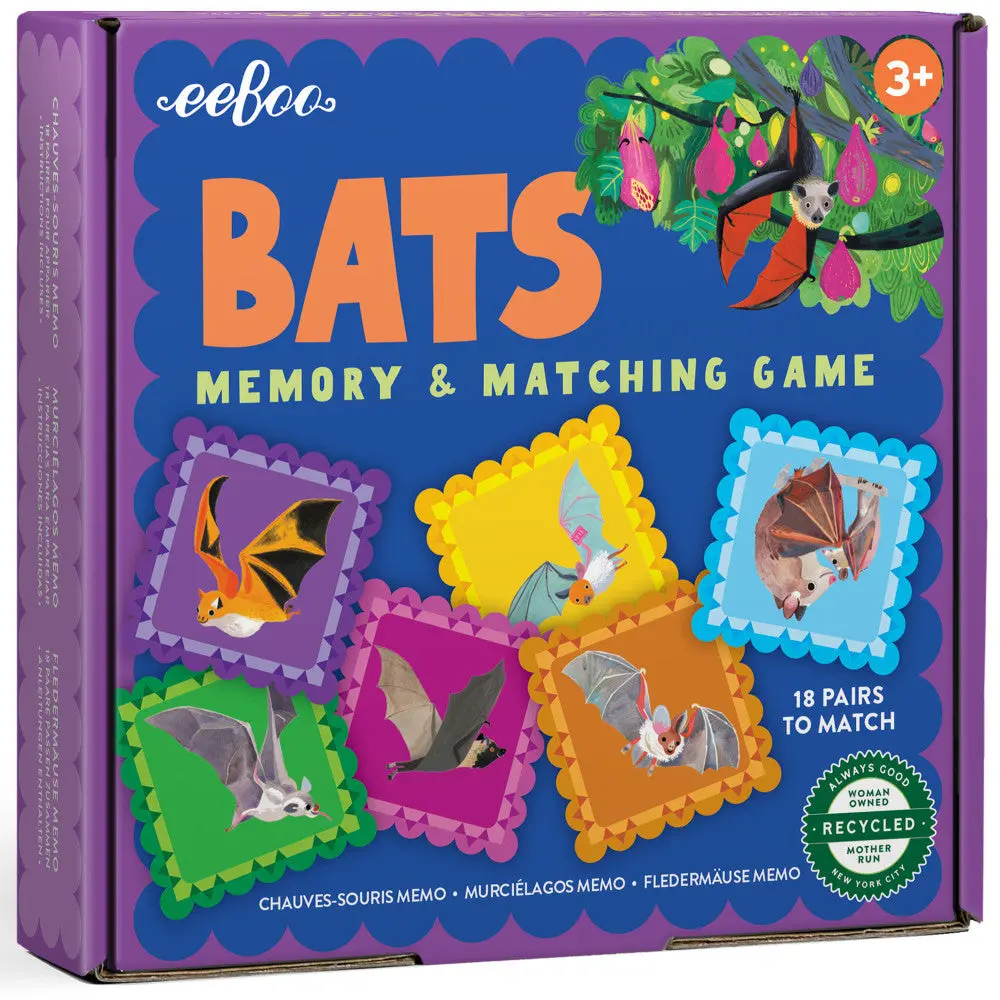 Eeboo Bats Little Square Memory & Matching Game For Kids Ages 3+ 1