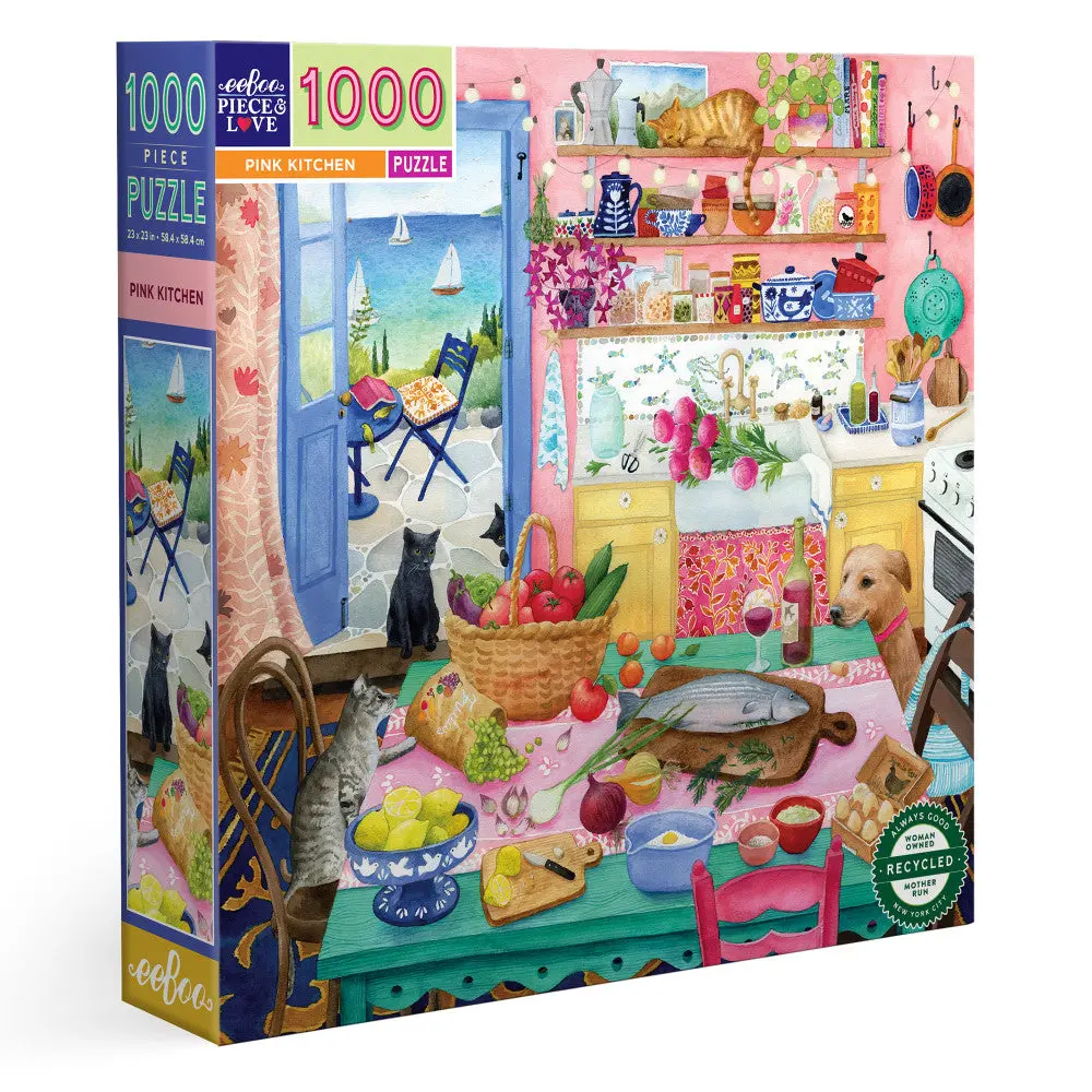 Eeboo Piece & Love Pink Kitchen 1000-Piece Jigsaw Puzzle 1