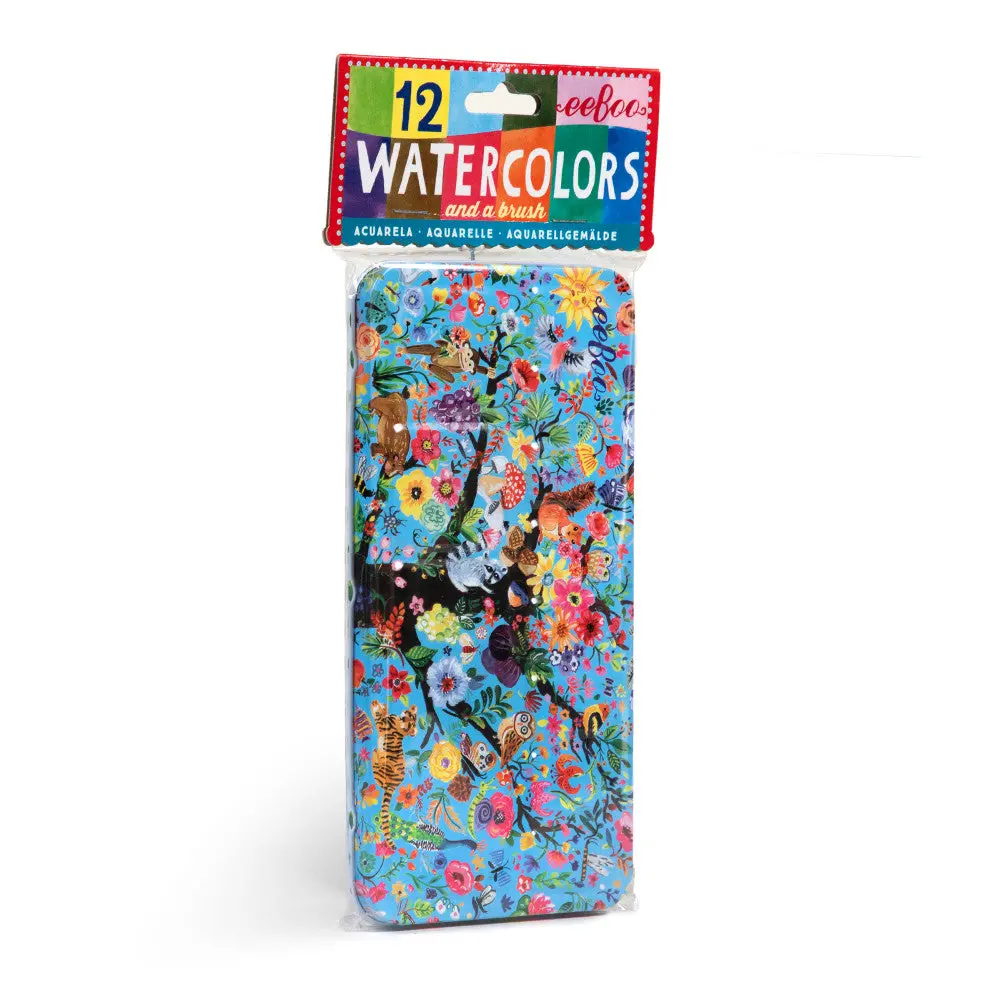 Eeboo Tree Of Life 12 Watercolors Paint Set With High-Quality Brush 1