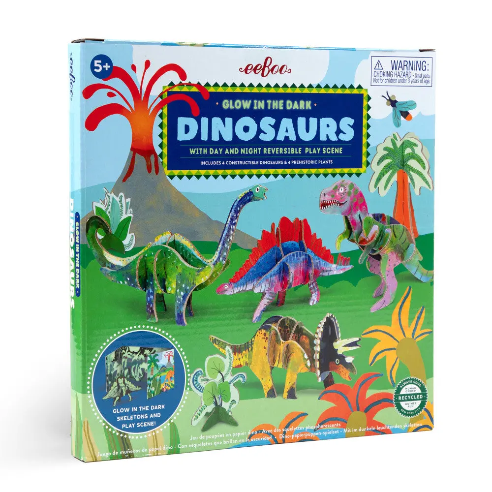 Eeboo Dinosaur Glow-In-The-Dark 3D Building Set For Kids, Ages 5+ 1