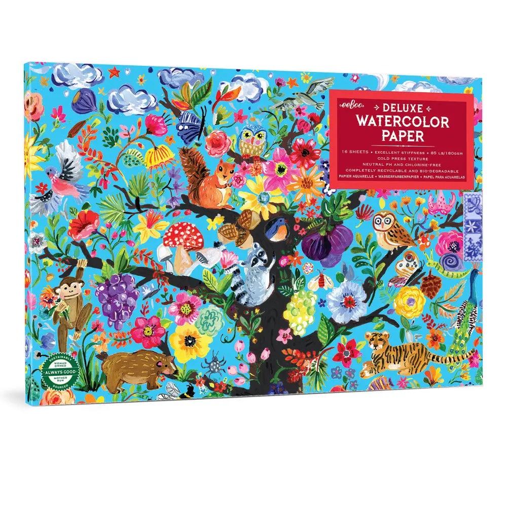 Eeboo Tree Of Life Watercolor Pad - 16 Sheets, 85 Lb Paper For Artists 1