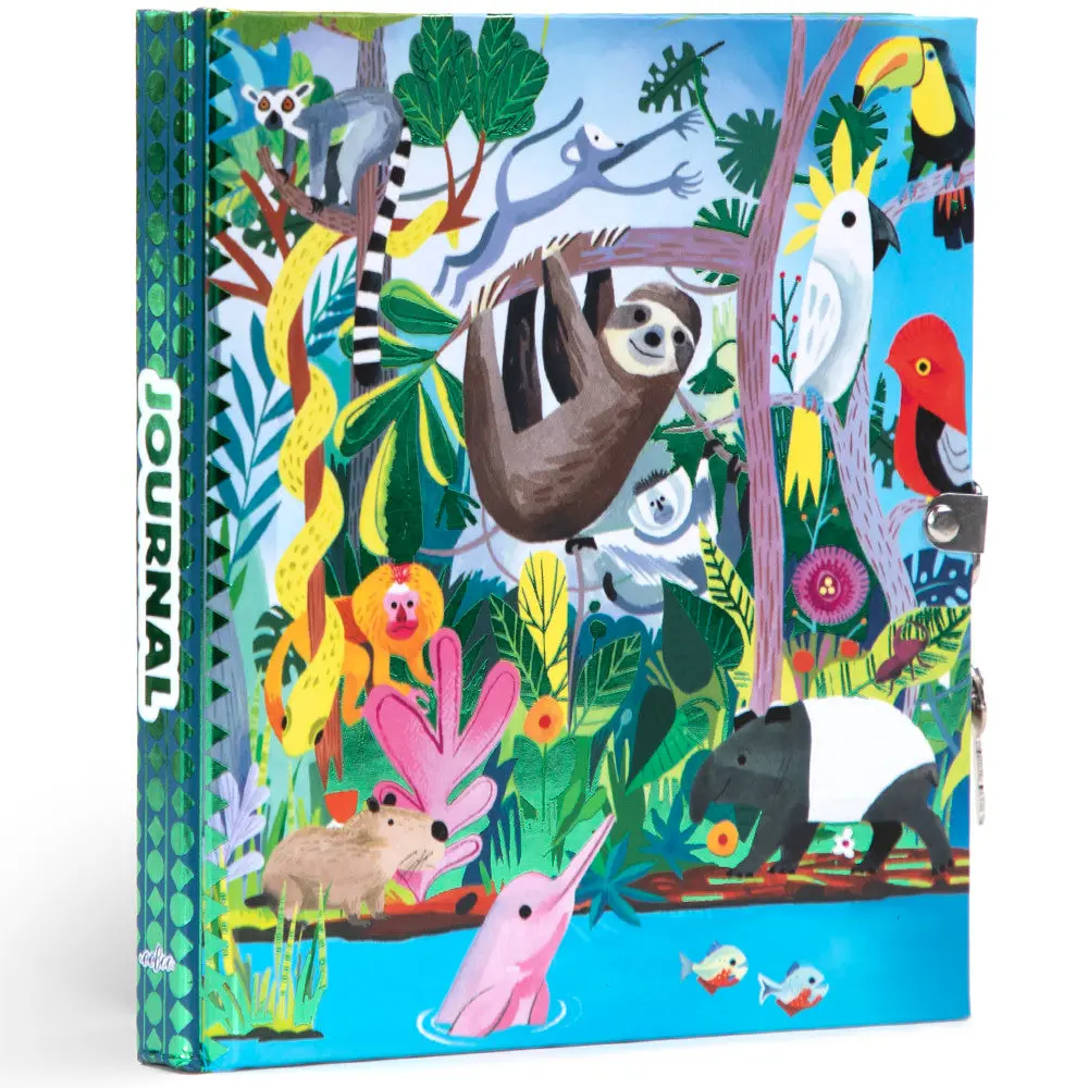 Eeboo Rainforest Animals Foiled Locking Journal - Kids Diary 1
