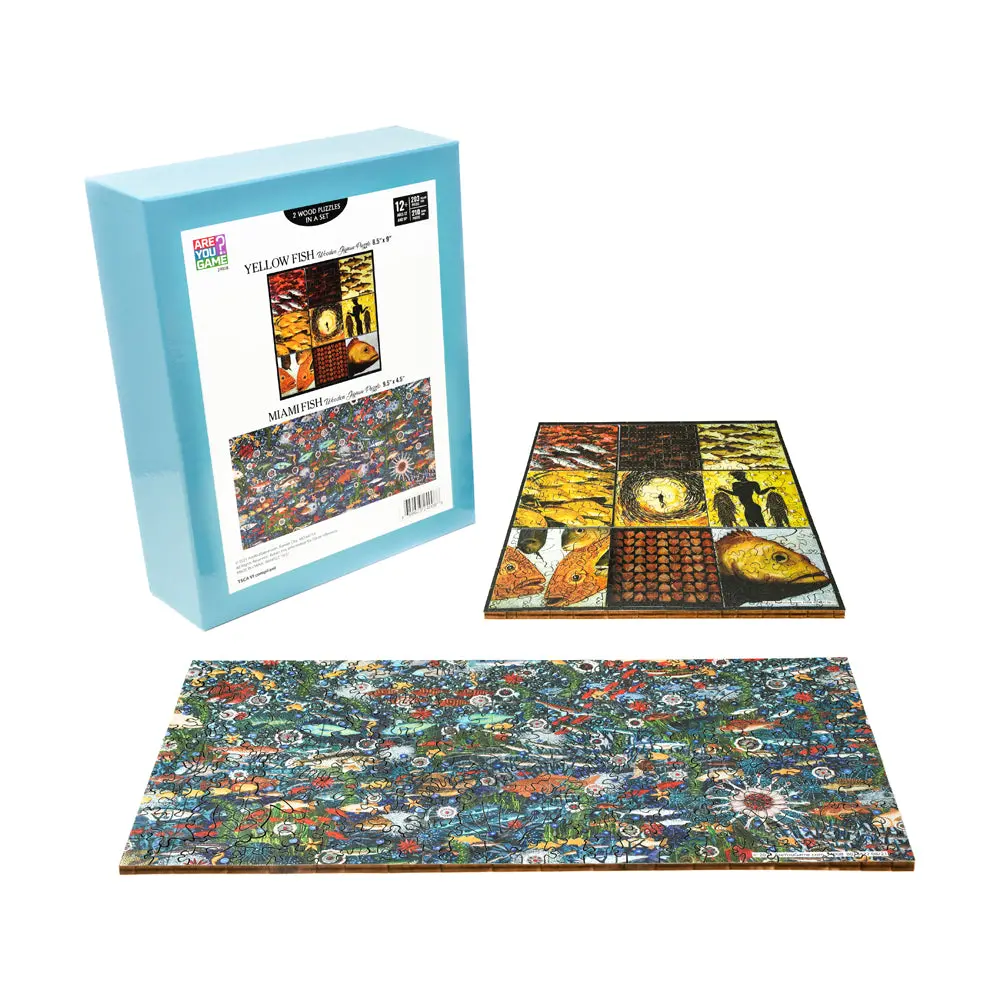 Areyougame Yellow & Miami Fish 2-Pack Wooden Jigsaw Puzzles 1