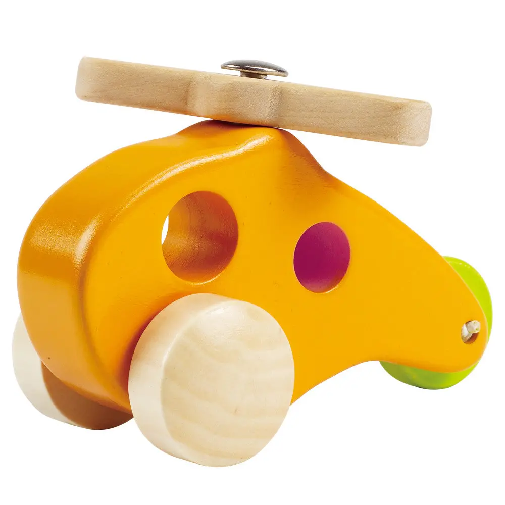 Hape Sunny Yellow Little Copter - Wooden Toy Helicopter For Toddlers 1