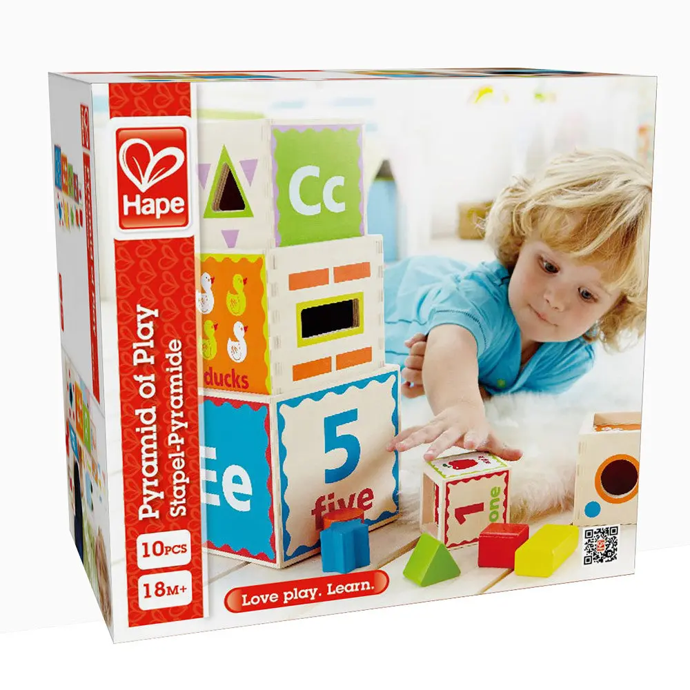 Hape Pyramid Of Play - 5 Multifunctional Wooden Nesting Blocks 1