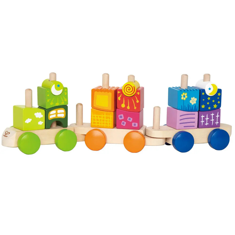 Hape Fantasia Blocks Train – Colorful Wooden Stacking & Sorting Toy 1