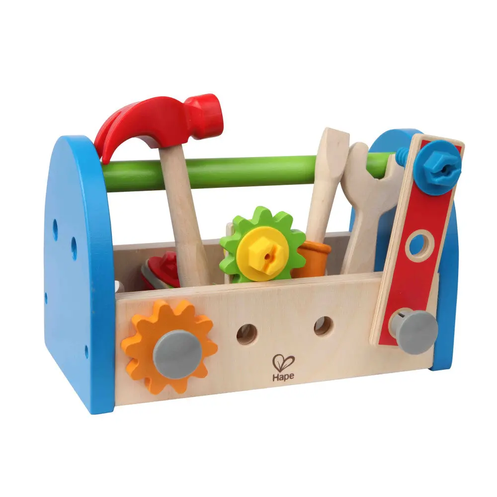 Hape 14-Piece Wooden Tool Box Play Set For Toddlers & Kids Ages 3+ 1